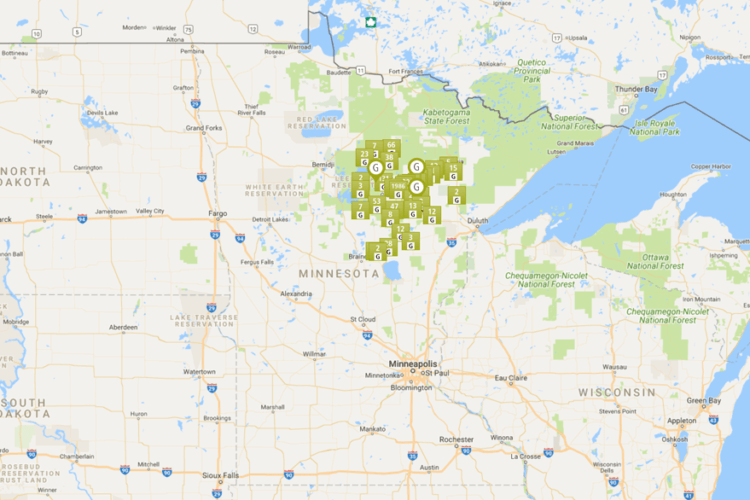 Google map of Blandin Foundation grantees in the Itasca area